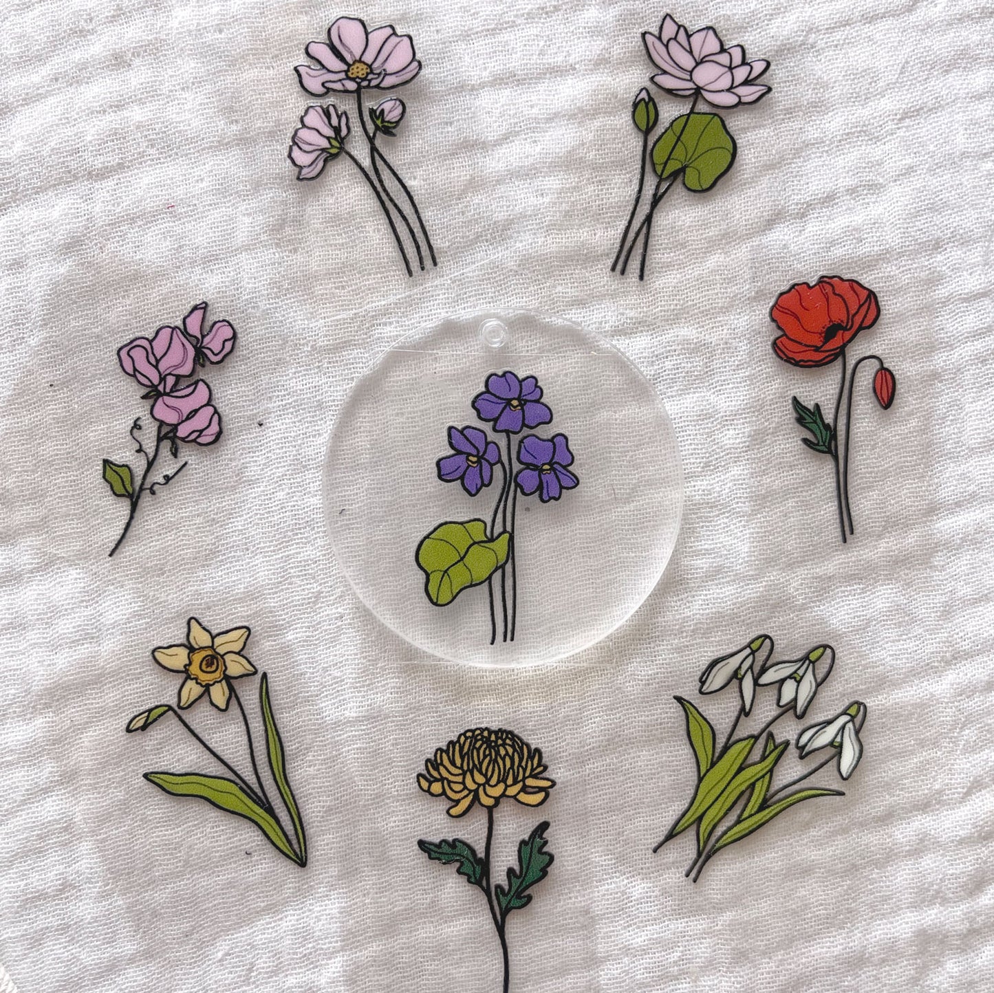 [ Double Sided ] UV DTF Transfer | Birth Month Flower