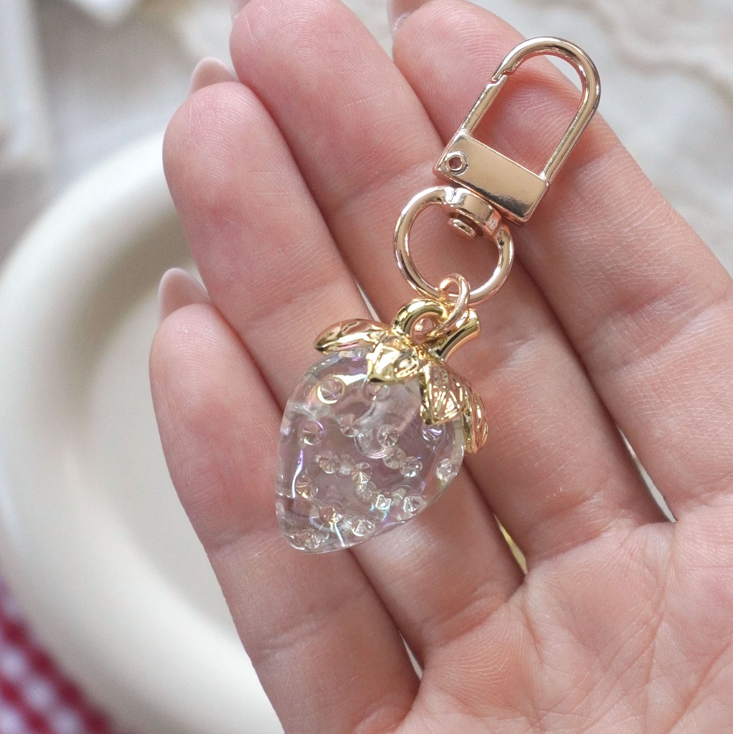 3D Strawberry Charm Keychain