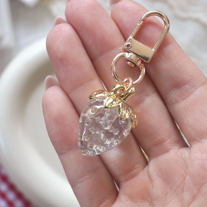 3D Strawberry Charm Keychain