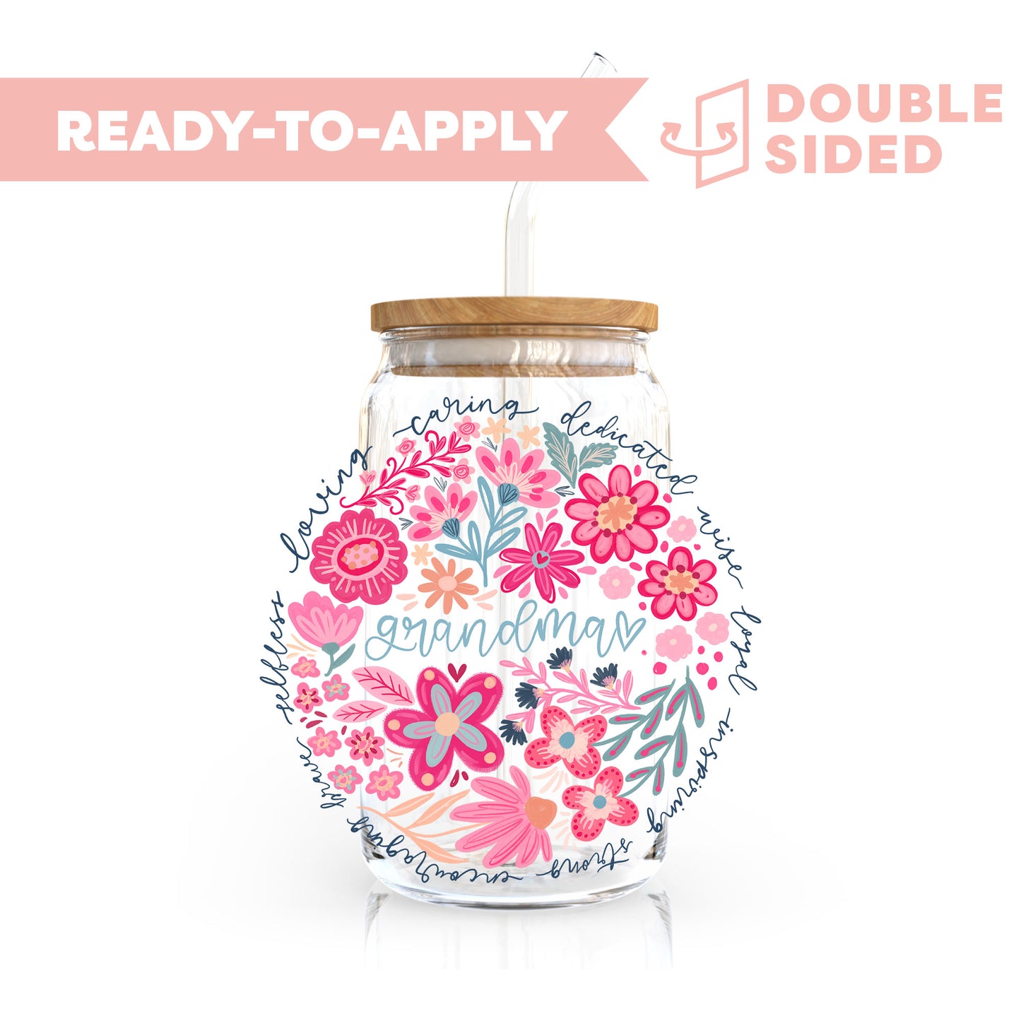 [ Double Sided ] UV DTF Transfer | Loving Caring Grandma
