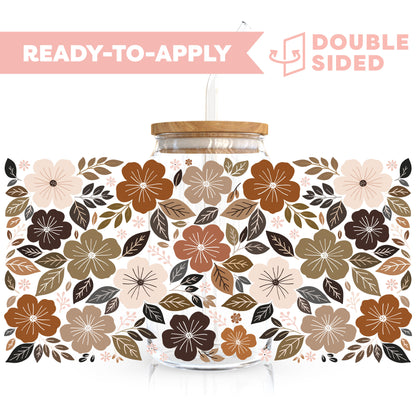 [ Double Sided ] 16oz Cup UV DTF Decal | Autumn Floral Field 🍁