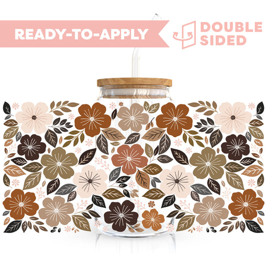 [ Double Sided ] 16oz Cup UV DTF Decal | Autumn Floral Field 🍁