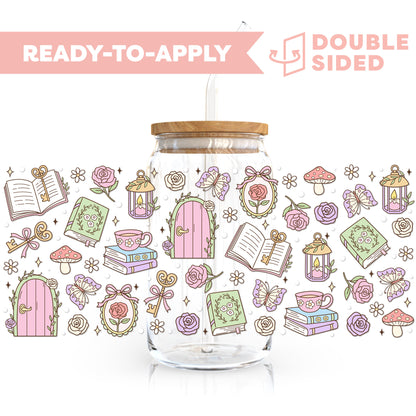 [ Double Sided ] 16oz Cup UV DTF Decal | Secret Bookish Garden