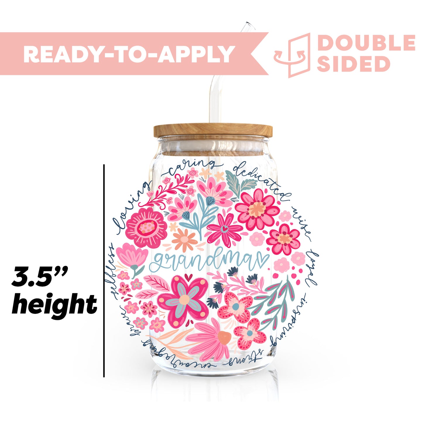 [ Double Sided ] UV DTF Transfer | Loving Caring Grandma