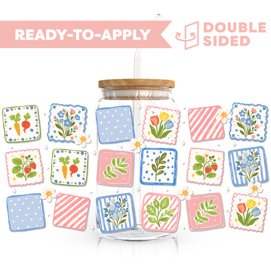 [ Double Sided ] 16oz Cup UV DTF Decal | Cozy Patchwork