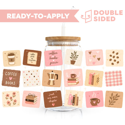 [ Double Sided ] 16oz Cup UV DTF Decal | Coffee Lover Patchwork ☕