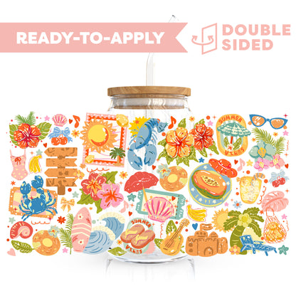 [ Double Sided ] 16oz Cup UV DTF Decal | Tropical Vibes