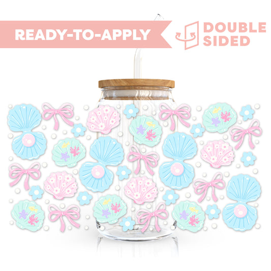 [ Double Sided ] 16oz Cup UV DTF Decal | Summer Pastel Seashell
