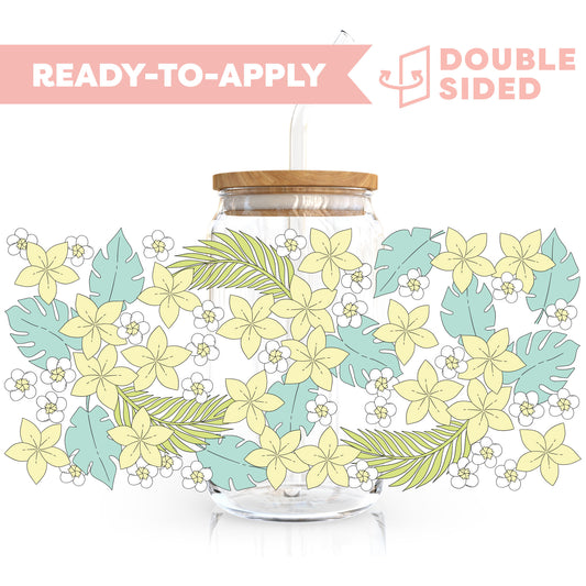 [ Double Sided ] 16oz Cup UV DTF Decal | Yellow Plumeria