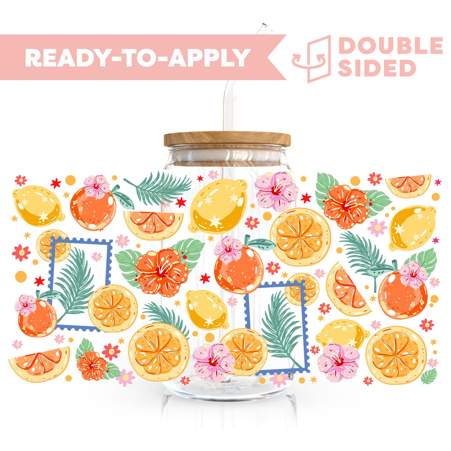 [ Double Sided ] 16oz Cup UV DTF Decal | Citrus Paradise