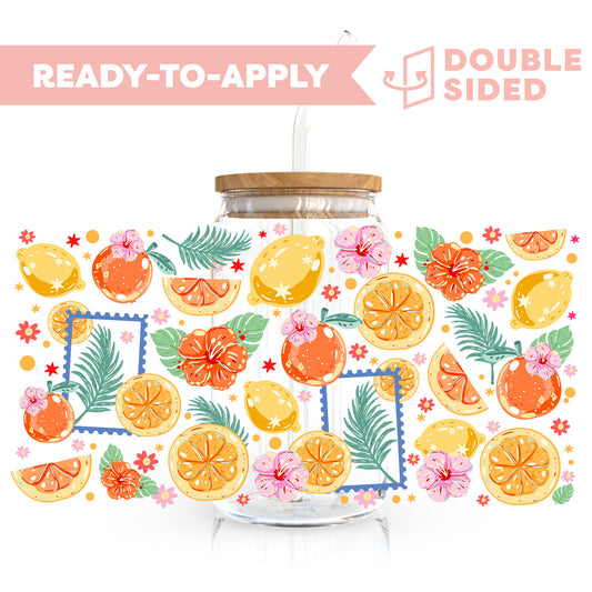 [ Double Sided ] 16oz Cup UV DTF Decal | Citrus Paradise