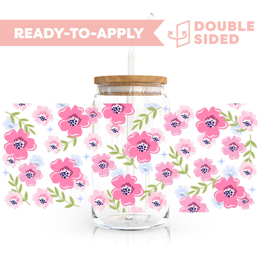 [ Double Sided ] 16oz Cup UV DTF Decal | Blush Wildflower