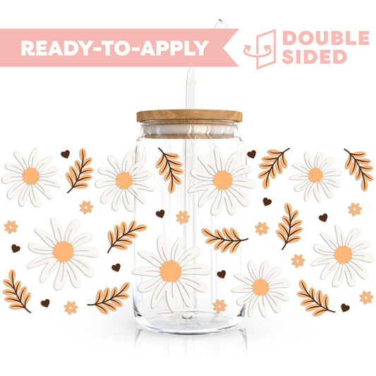 [ Double Sided ] 16oz Cup UV DTF Decal | Daisy Paradise