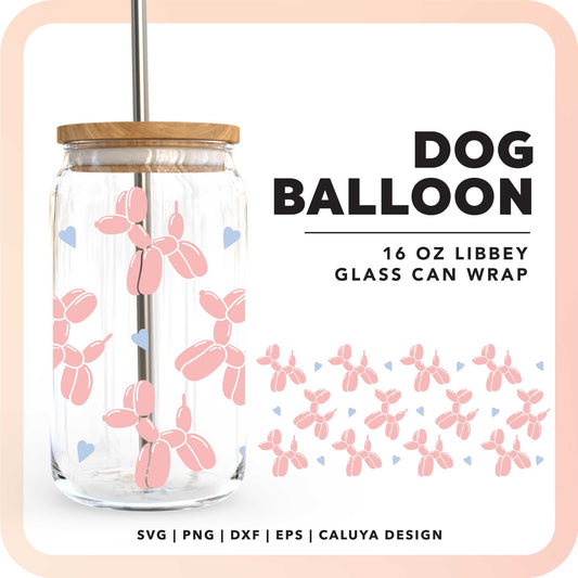 16oz Libbey Can Cup Wrap SVG | Dog Balloon Color SVG