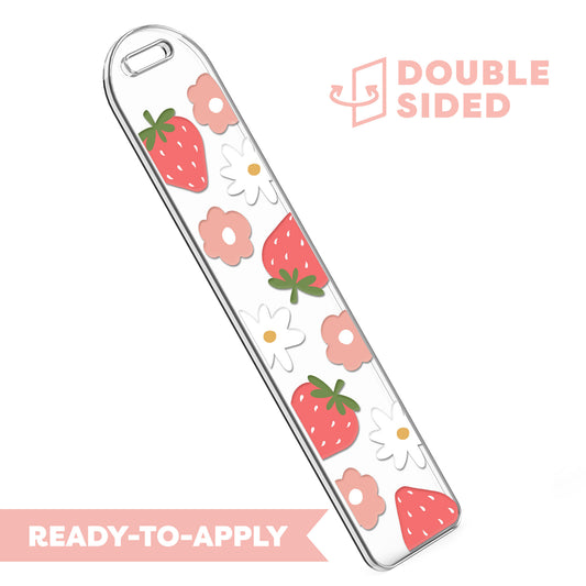 [ Double Sided ] Bookmark UV DTF Decal | Floral Strawberry Field