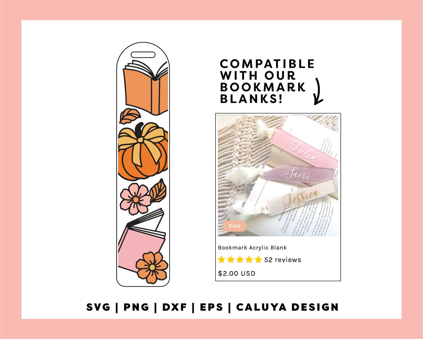 Bookmark Template SVG | Fall Book SVG