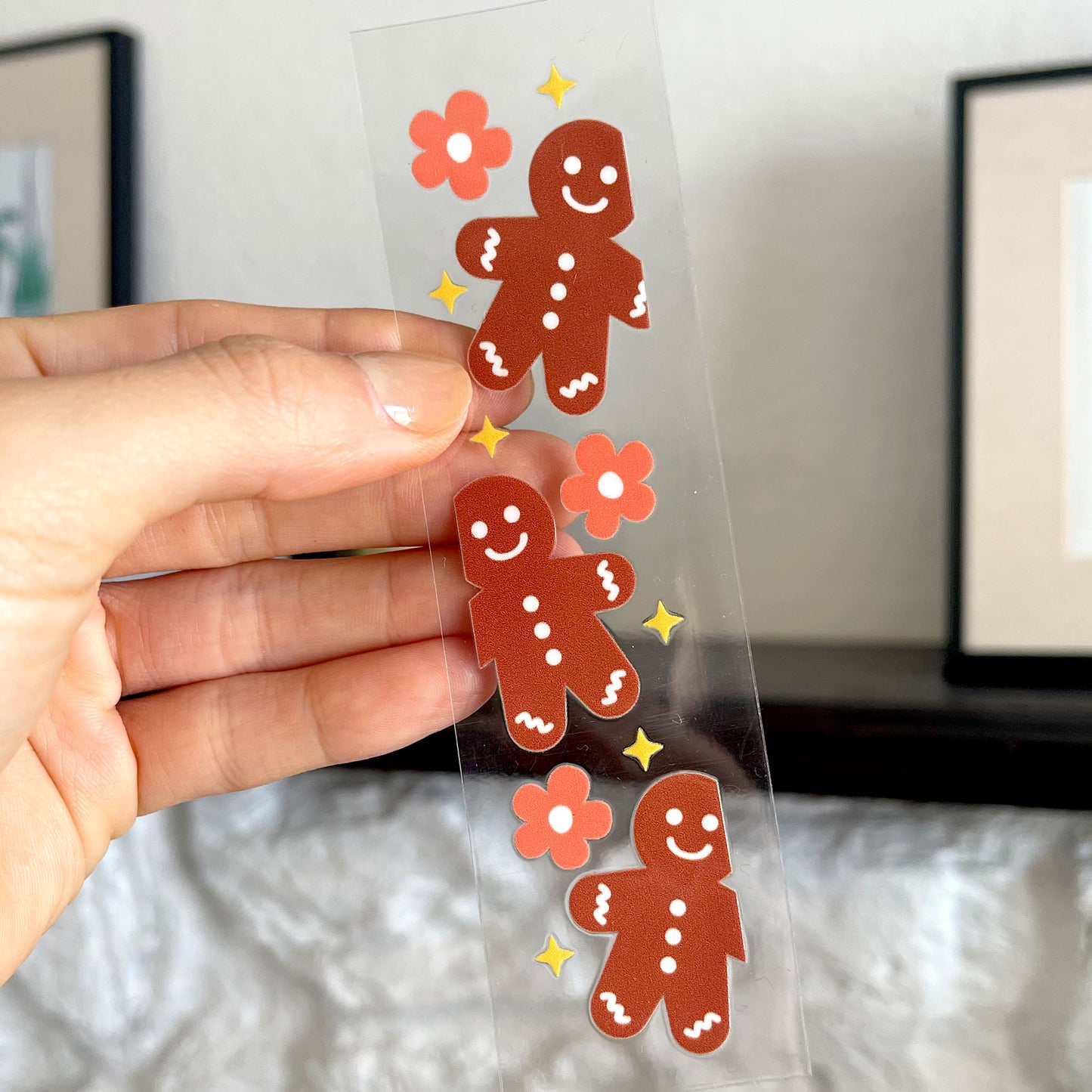 Bookmark UV DTF Decal | Gingerbread Man & Flower