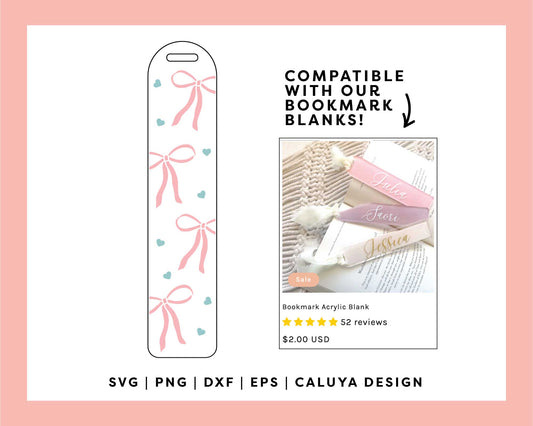 Bookmark Template SVG | Coquette Girly Bow SVG