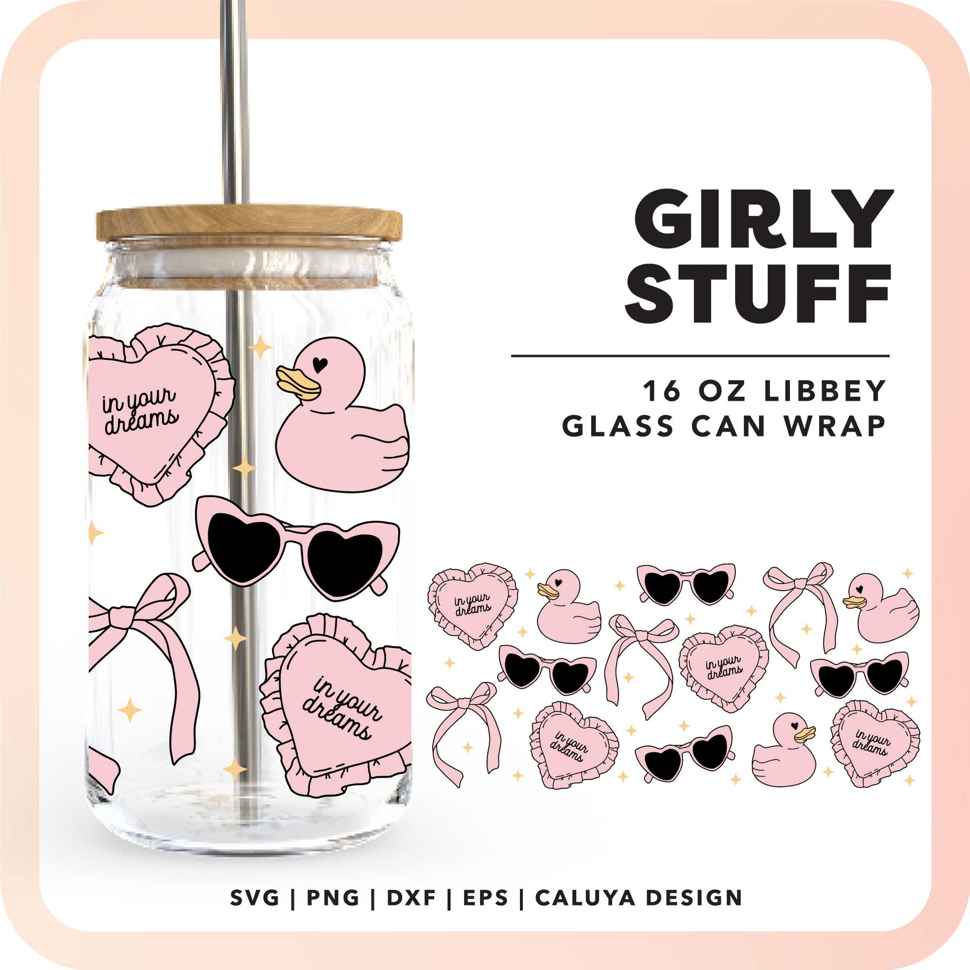 [ Digital File ] 16oz Libbey Can Wrap SVG | Girly Stuff