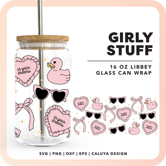 [ Digital File ] 16oz Libbey Can Wrap SVG | Girly Stuff