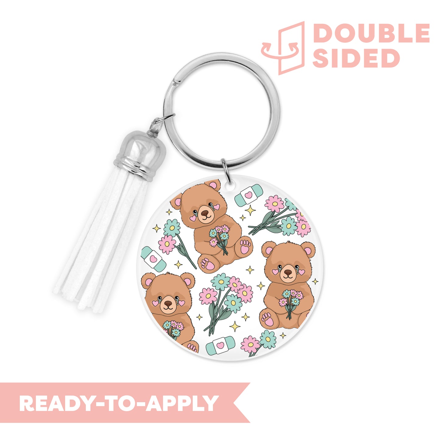 [ Double Sided ] Circle UV DTF Decal | Care Bear