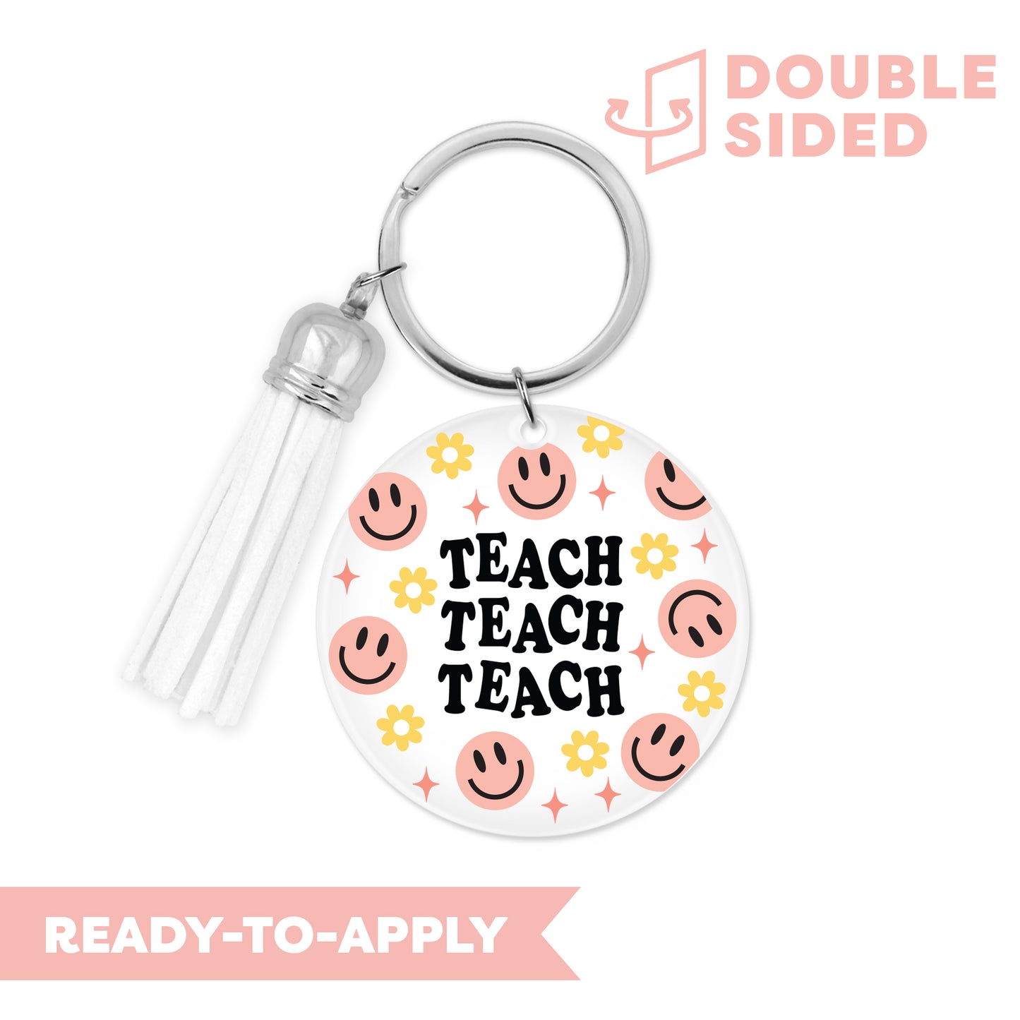 [ Double Sided ] Circle UV DTF Decal | Teach Teach Teach