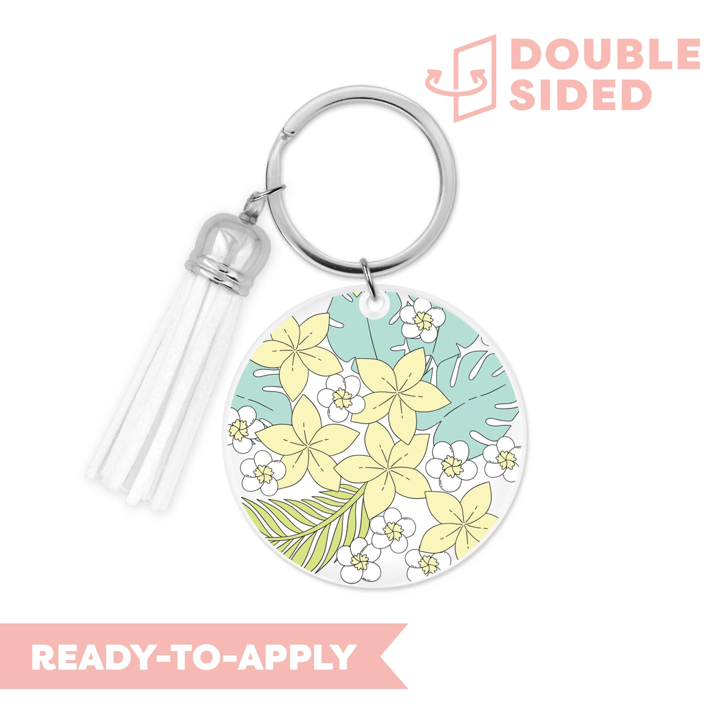 [ Double Sided ] Circle UV DTF Decal | Yellow Plumeria