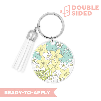 [ Double Sided ] Circle UV DTF Decal | Yellow Plumeria