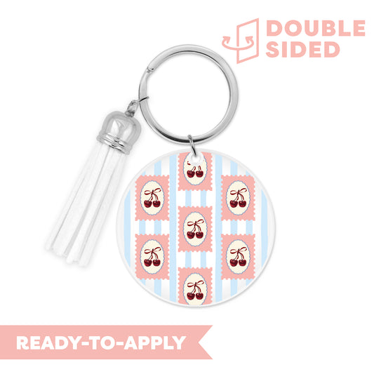 [ Double Sided ] Circle UV DTF Decal | Vintage Cherry Stamp