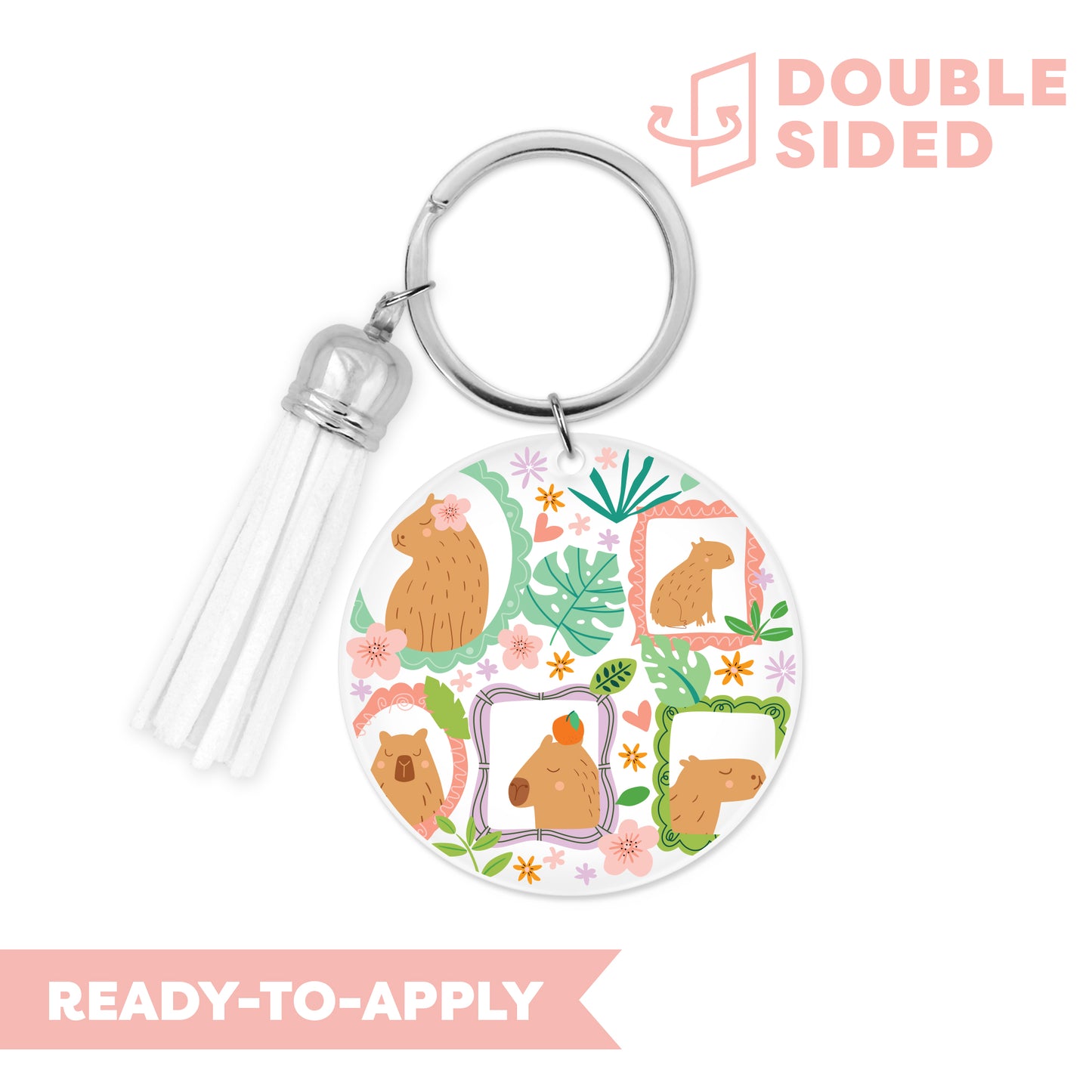 [ Double Sided ] Circle UV DTF Decal | Tropical Capybara