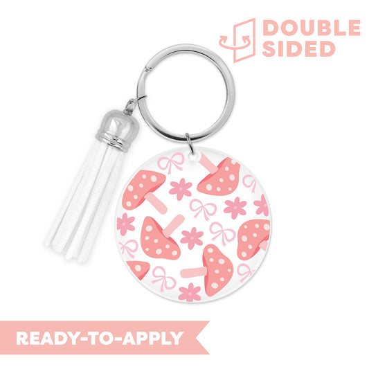 [ Double Sided ] Circle UV DTF Decal | Coquette Mushroom