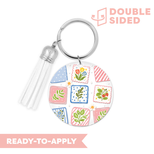 [ Double Sided ] Circle UV DTF Decal | Cozy Patchwork