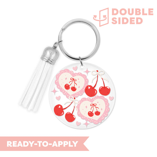 [ Double Sided ] Circle UV DTF Decal | Romantic Cherry