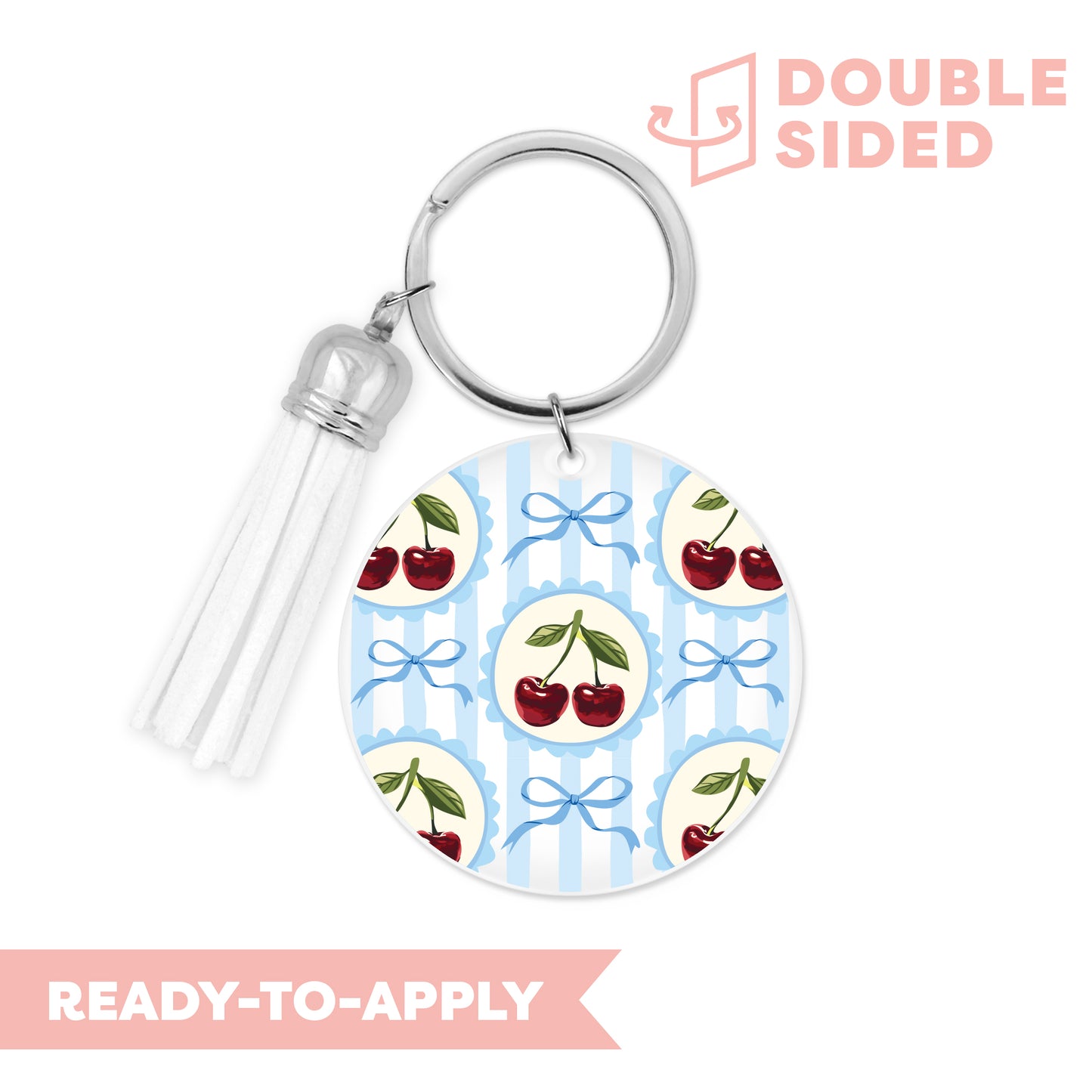 [ Double Sided ] Circle UV DTF Decal | Whimsical Cherry Stamp