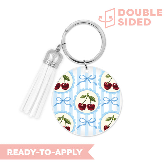 [ Double Sided ] Circle UV DTF Decal | Whimsical Cherry Stamp