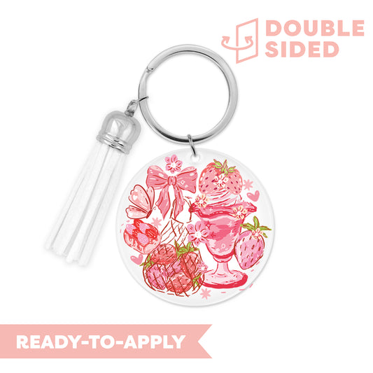 [ Double Sided ] Circle UV DTF Decal | Strawberry Dream