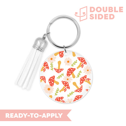 [ Double Sided ] Circle UV DTF Decal | Floral Mushroom