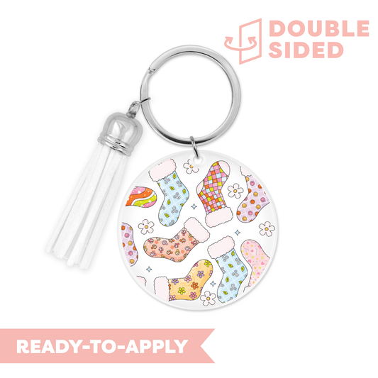 [ Double Sided ] Circle UV DTF Decal | Fuzzy Socks Season