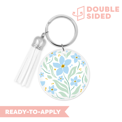 [ Double Sided ] Circle UV DTF Decal | Blue Petal Party