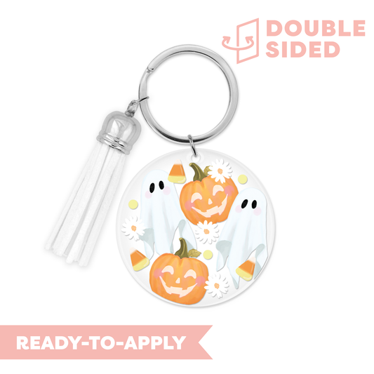 [ Double Sided ] Circle UV DTF Decal | Pumpkin Ghost