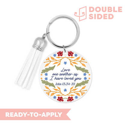 [ Double Sided ] Circle UV DTF Decal | Love One Another John 13:34-35