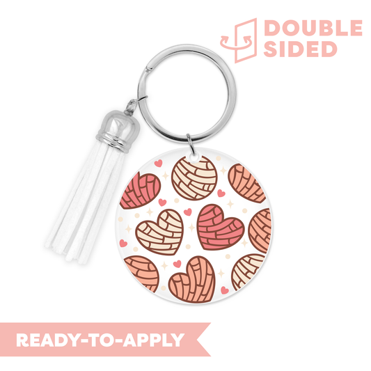 [ Double Sided ] Circle UV DTF Decal | Heart Conchas