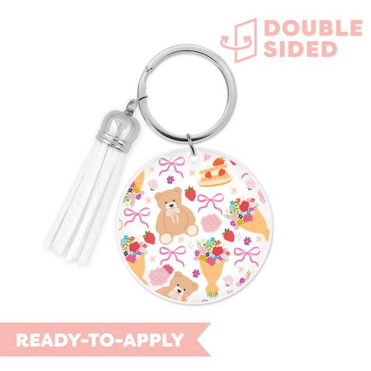 [ Double Sided ] Circle UV DTF Decal | Strawberry & Bear