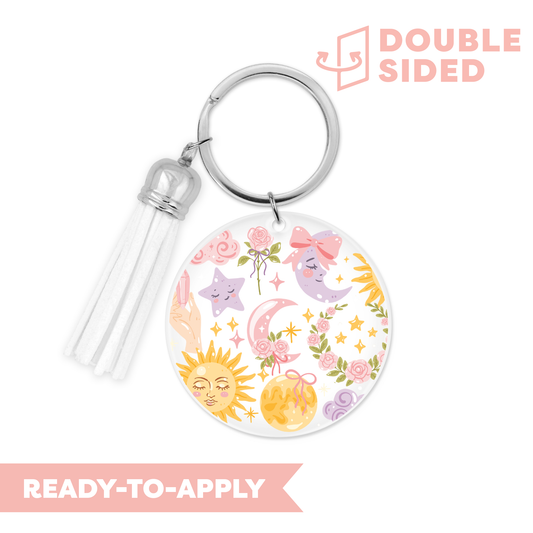 [ Double Sided ] Circle UV DTF Decal | Coquette Celestial