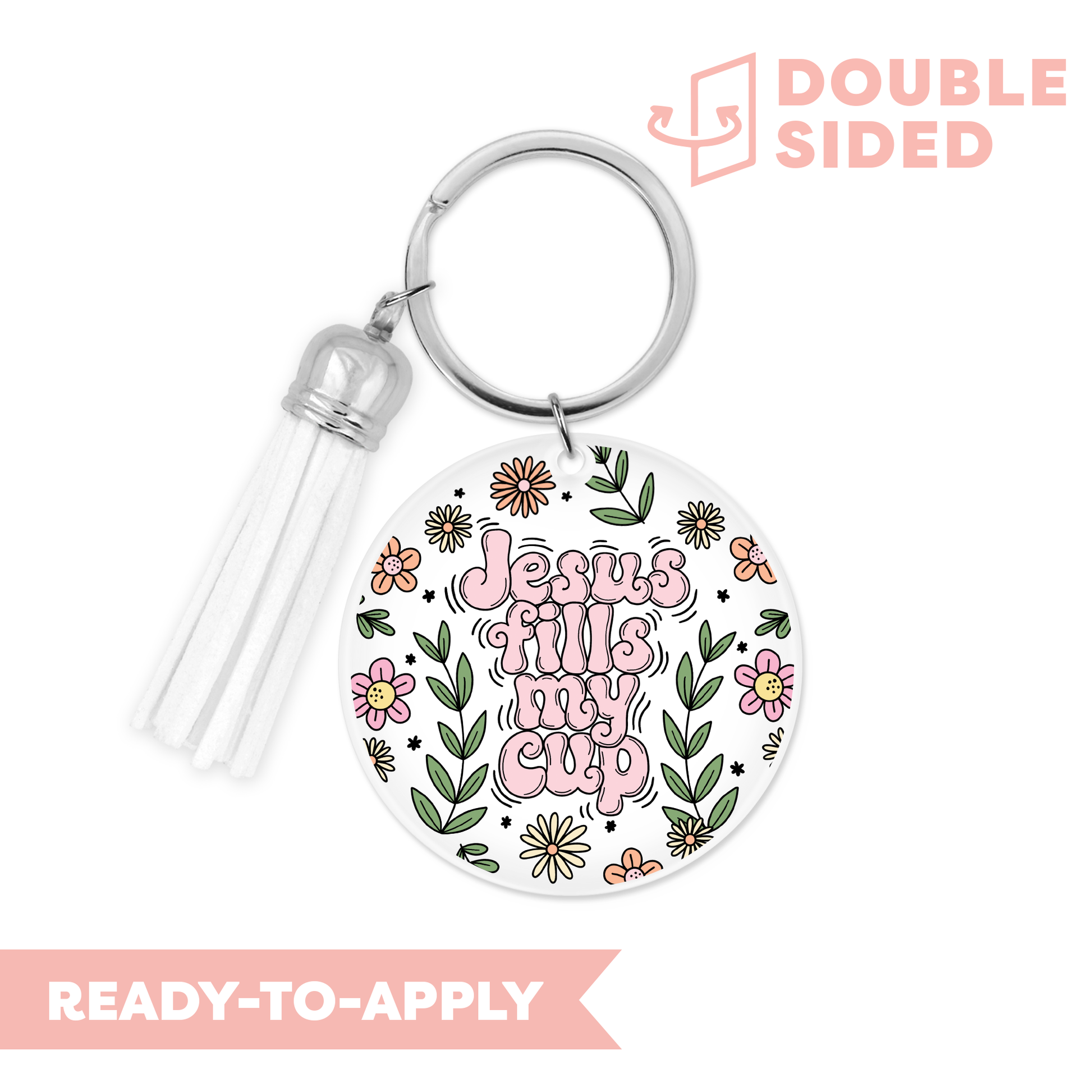 [ Double Sided ] Circle UV DTF Decal | Jesus Fills My Cup