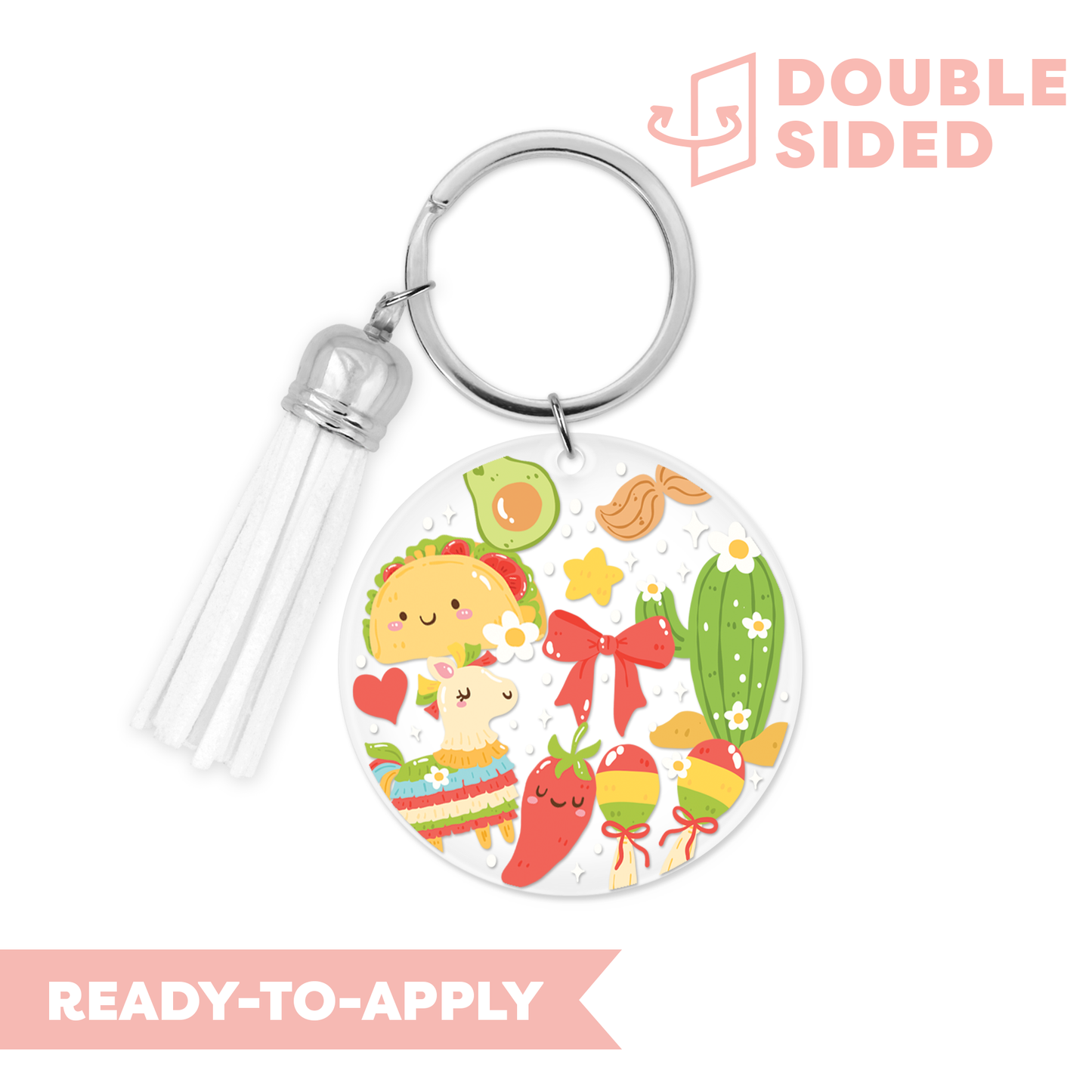 [ Double Sided ] Circle UV DTF Decal | Kawaii Tacos