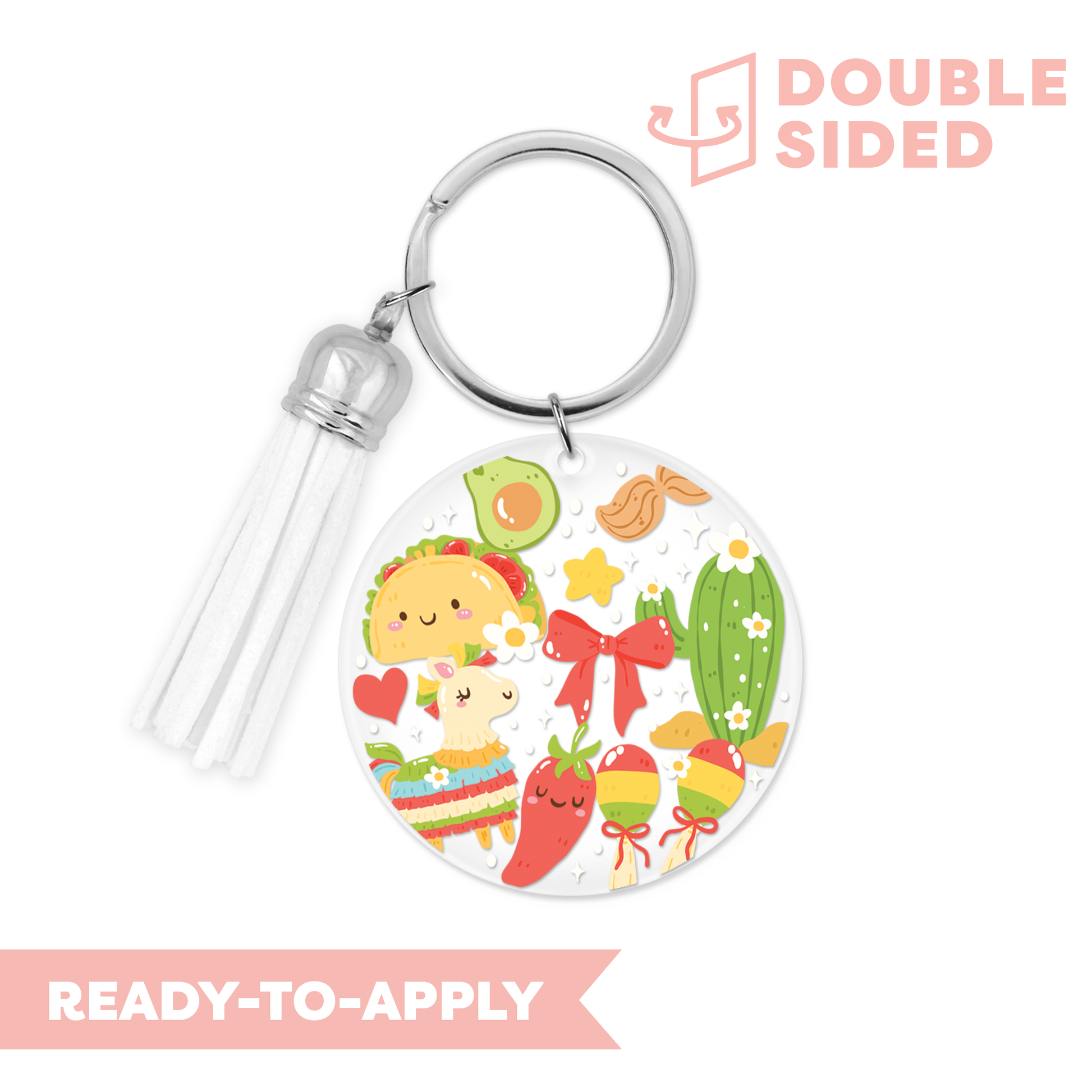 [ Double Sided ] Circle UV DTF Decal | Kawaii Tacos