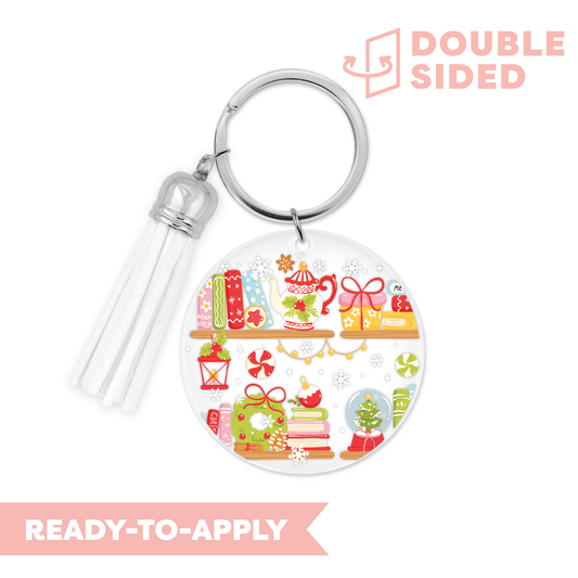 [ Double Sided ] Circle UV DTF Decal | Merry Bookmas