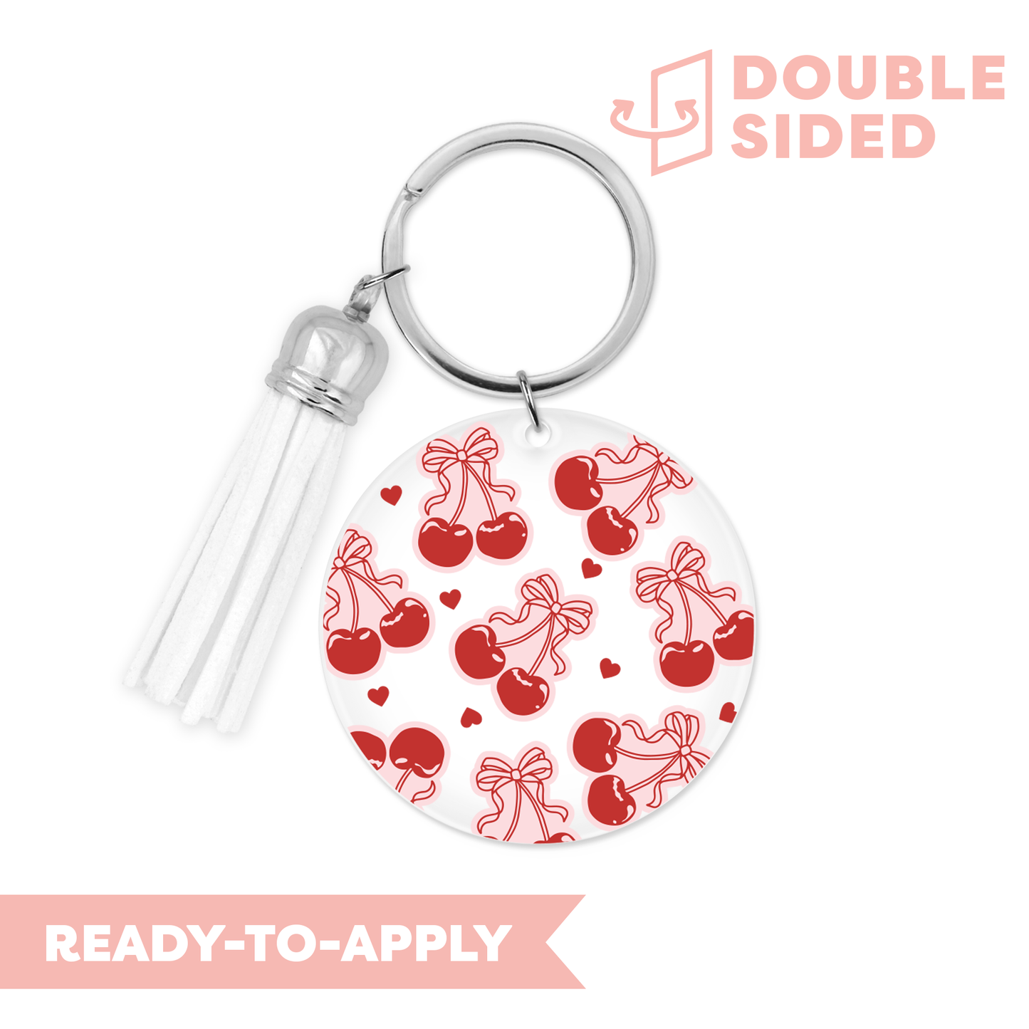 [ Double Sided ] Circle UV DTF Decal | Bow Cherry