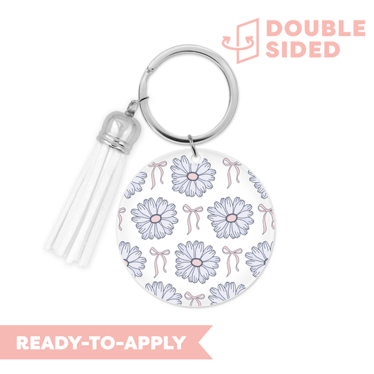 [ Double Sided ] Circle UV DTF Decal | Blue Daisy